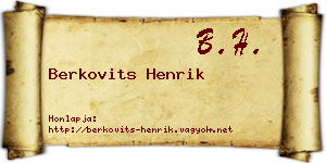 Berkovits Henrik névjegykártya
